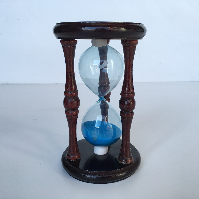 HOURGLASS, Small Dark Wood - Blue Sand (17cm H)